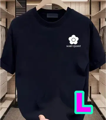 MARY QUANT 플라워 로고 반팔 티셔츠 블랙 L 코튼 100%