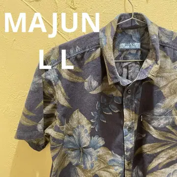 MAJUN 마준 카리유시 의류 반팔 알로하 셔츠 사이즈 LL 네이비 계열