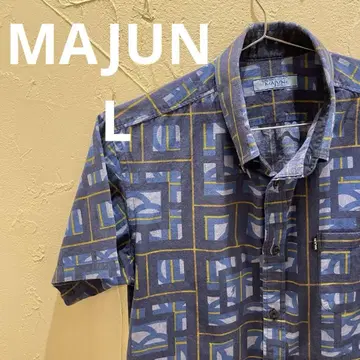MAJUN 마준 카리유시 의류 기하학 패턴 반팔 셔츠 L