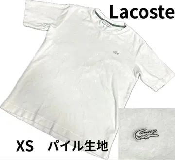 LACOSTE 파일 원단 티셔츠 자수 라코스테 화이트 XS