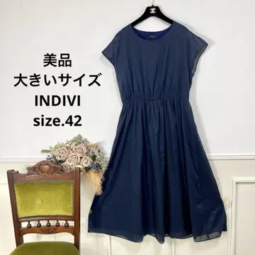 새상품급 빅 사이즈 INDIVI 심플 네이비 원피스