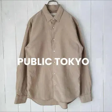PUBLIC TOKYO 린넨 믹스 레귤러 카라 롱 슬리브 셔츠