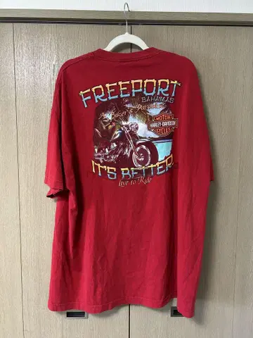 할리데이비슨 FREEPORT 티셔츠 2XL 빨간색 레드