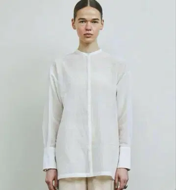 enof SHEER SHIRT 밴드 카라 시어 셔츠