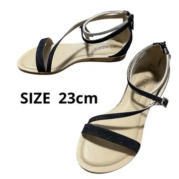 STACCATO 네이비 라메 스트랩 샌들 SIZE 23cm
