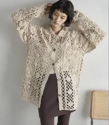 THE YOn 토션 레이스 루즈핏 셔츠 가디건 새상품
