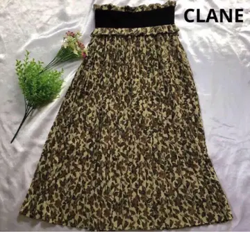 CLANE 클라네 허리 절개 롱 스커트 플리츠 플라워 무늬 0 플라워