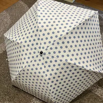 선배리어 100 접이식 우산 물방울 패턴 파랑과 화이트