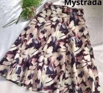 Mystrada 마이 스트라다 36 S 꽃무늬 플레어 스커트 허리 벨트