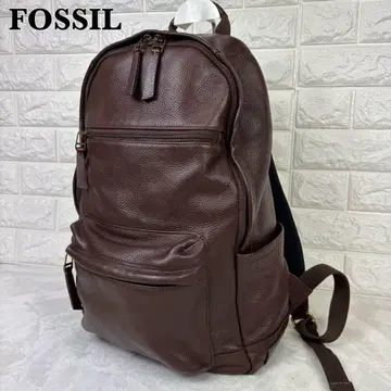 FOSSIL 파슬 주름 가죽 백팩 올 가죽 다크 브라운