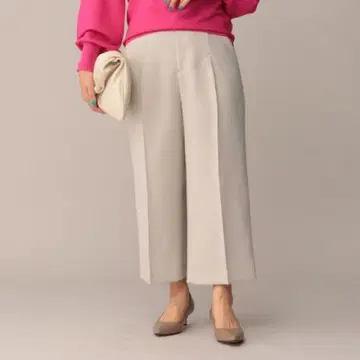 untitled 울 혼방 새틴 와이드 팬츠 베이지