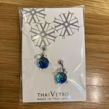 새상품 THAI VETRO 파랑 비즈 귀찌 거북이