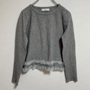 CECIL McBEE 숏 기장 니트 스웨터 라운드넥 그레이 M
