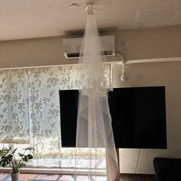 화이트 플라워 레이스 웨딩 베일