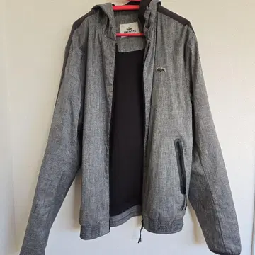 Lacoste 후드 부착 나일론 자켓 그레이