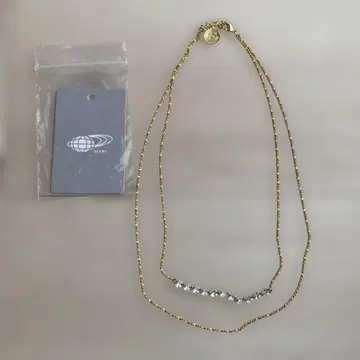Ray BEAMS LOTUS PINKCZ 골드 목걸이