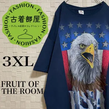 프룻 오브 더 룸 USA 이글 프린트 독수리 애니멀 빅 실루엣
