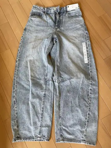 지유 배럴 레그 청바지 M 사이즈 짧은 기장 온라인 한정판 63 블루