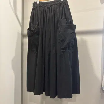 블랙 플레어 스커트 M 포켓 부착