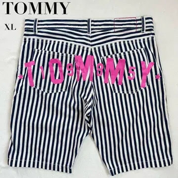 TOMMY 하프 팬츠 스트라이프 히코리 데님 XL 타미힐피거 프린트