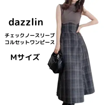 dazzlin 체크 슬리브리스 코르셋 원피스