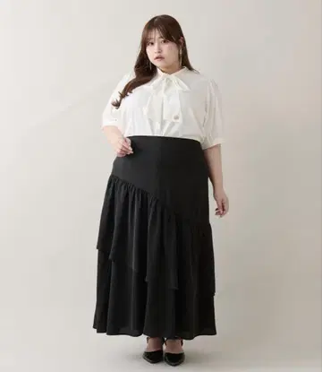 빅 사이즈] 아지메 티어드 스커트