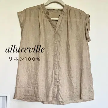 allureville 알아바일 프렌치 슬리브 린넨 100% 블라우스