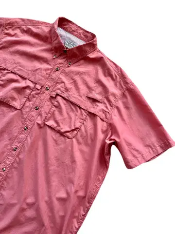 L.L.Bean 낚시 셔츠 반팔 2XL 살몬 핑크 빈티지
