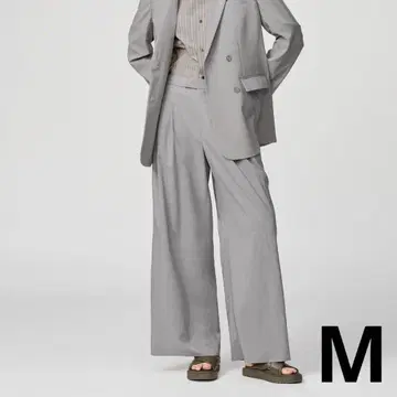 유니클로: C 감동 턱 와이드 팬츠 M