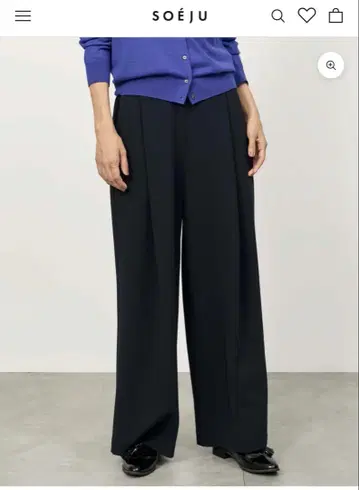 soeju 턱 와이드 팬츠 네이비 S 사이즈