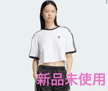 아디컬러 쓰리 스트라이프 루즈 크롭 반팔 티셔츠 미사용 새상품