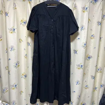 블랙 반팔 롱 셔츠 원피스