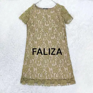 FALIZA 시스루 레이스 반팔 셔츠 튜닉 그린 골드 성인 여성 느낌