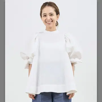 YORI 하트 퍼프 슬리브 블라우스 화이트