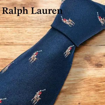 Ralph Lauren 랄프 로렌 넥타이 코몬 무늬 홀스 로고 네이비