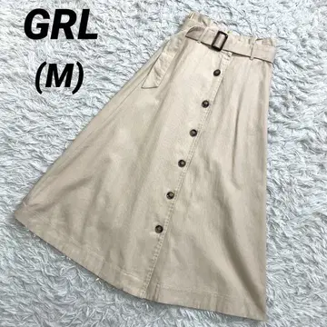 GRL 그레일 벨트 트렌치 디자인 스커트 롱 스커트 베이지