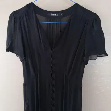 DKNY 블랙 반팔 실크 롱 원피스 4