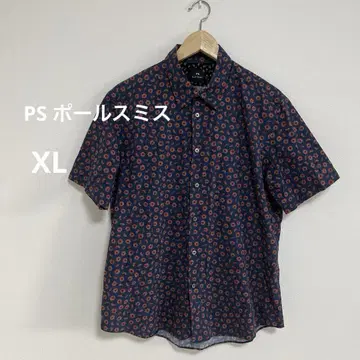 PS 폴스미스 XL 네이비 꽃무늬 반팔 셔츠 오픈 카라