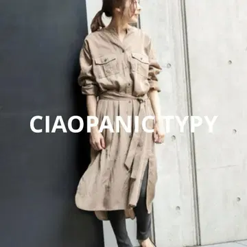 CiaopanicTypy 텐셀 셔츠 원피스 허리 리본 롱