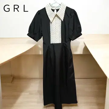 '택 포함 새상품' GRL 도트 무늬 카라 부착 원피스 L 사이즈