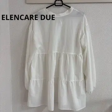 ELENCARE DUE 화이트 티어 블라우스 백 리본