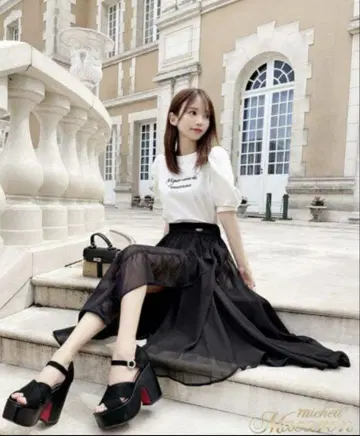 통굽 스퀘어 크로스 샌들 미셸 마카롱 S 사이즈 블랙