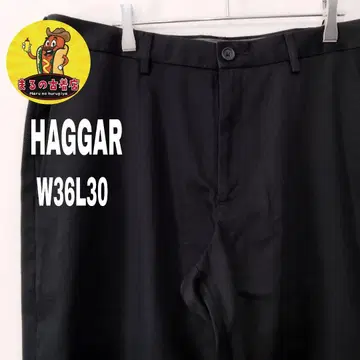 미국 구제 의류 HAGGAR 치노 팬츠 W36L30 노턱 블랙