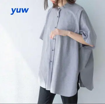 yuw 판초 셔츠 블라우스 블루 그레이