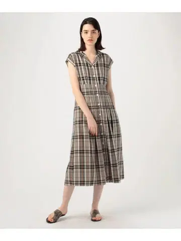바렛타 프라드 오픈 카라 셔츠 원피스