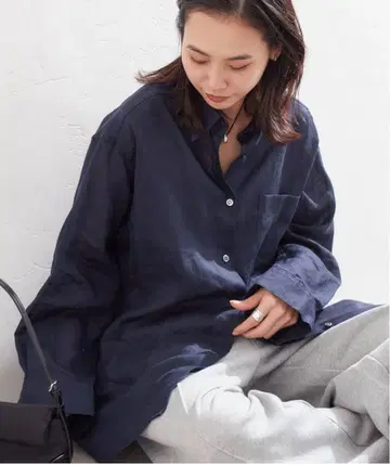 택 포함 새상품 저널 스탠다드 제펠린 린넨 셔츠 블랙