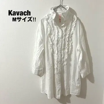 카바치 kavach 셔츠 블라우스 프론트 프릴 개더 화이트 예쁜