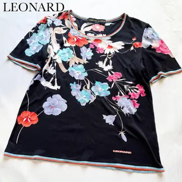 LEONARD 레오나르 티셔츠 블랙 더스티 컬러 일본풍 여성용