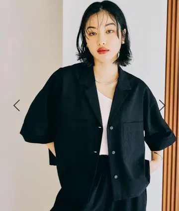 렙심 오픈 카라 숏 5부 소매 셔츠