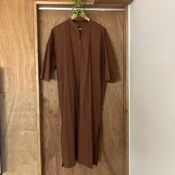 브라운 롱 코트 7부 소매